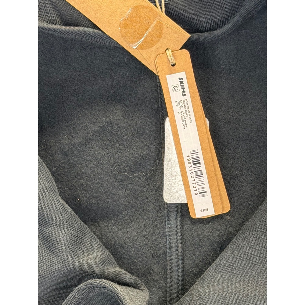 Skims Boyfriend Fleece Trench Coat Washed Onyx Black XL LS-LST-3018W New - Picture 2 of 6